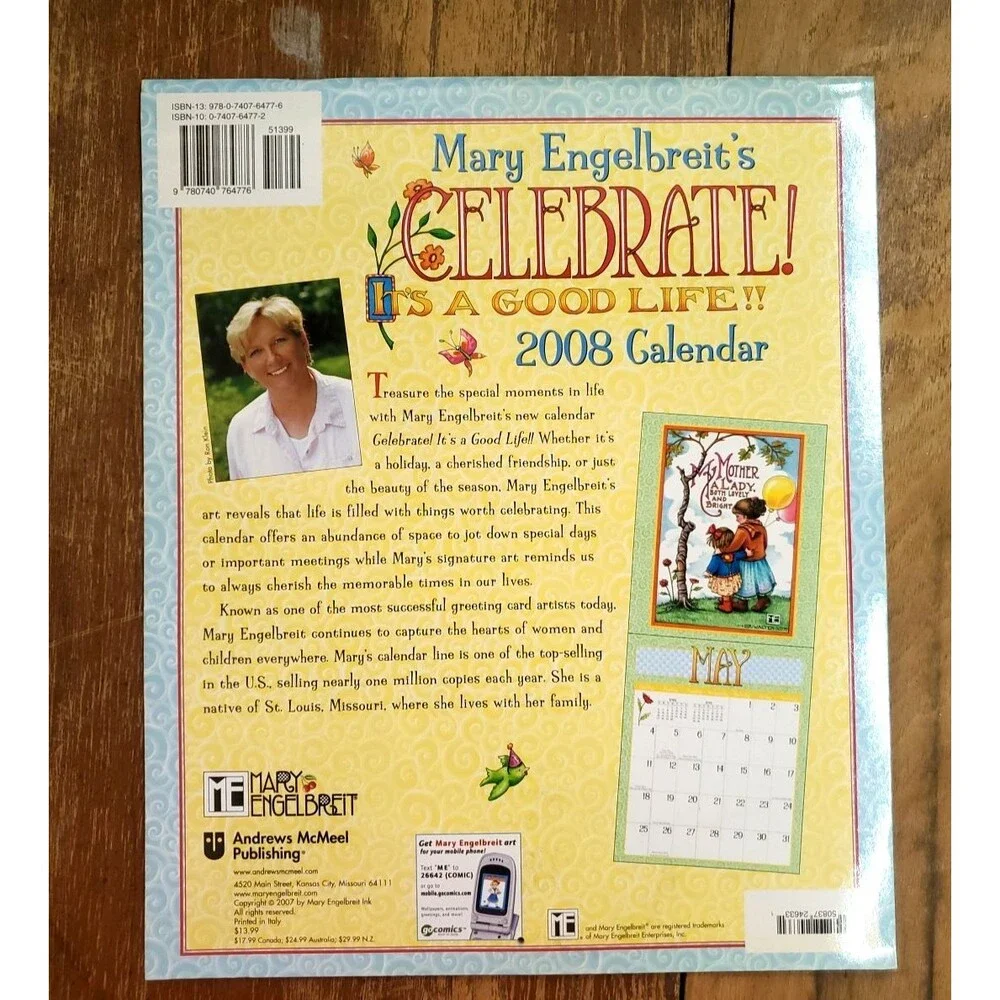 Vintage Mary Engelbreit Celebrebrate 2008 Calendar NEW Framing Wall Art Crafting
